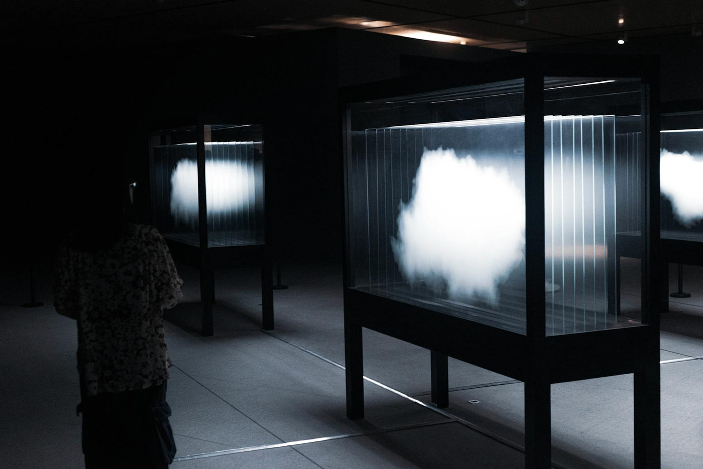 Contemporary corporate space with abstract art installations