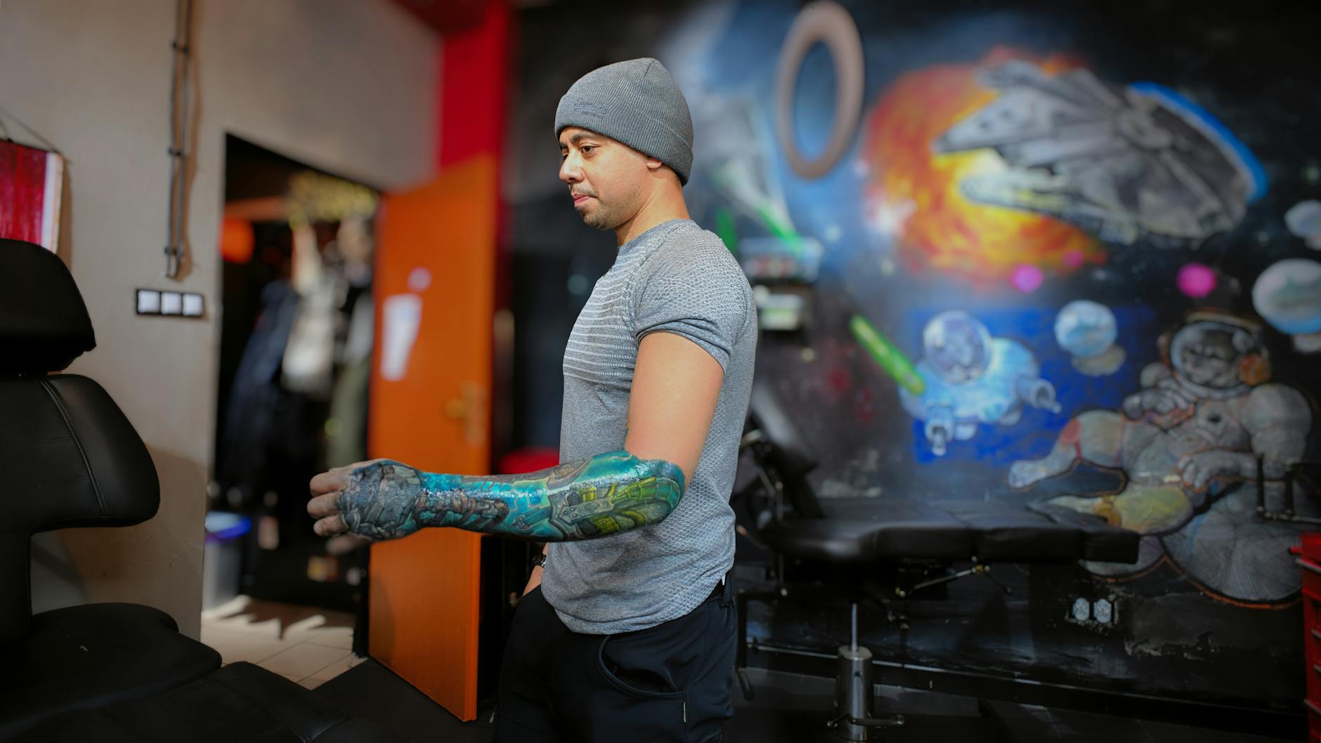 Artists collaborating in a modern Berlin studio