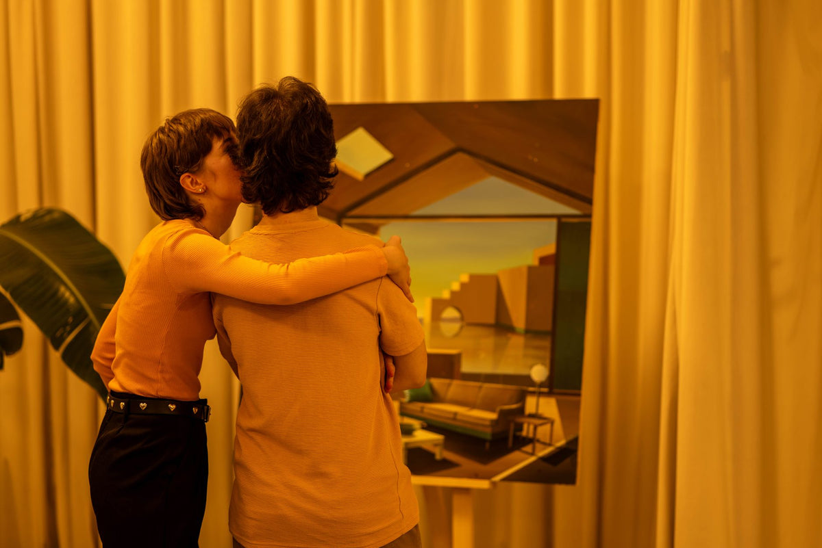 Minimalist Berlin art gallery showcasing emerging artist editions