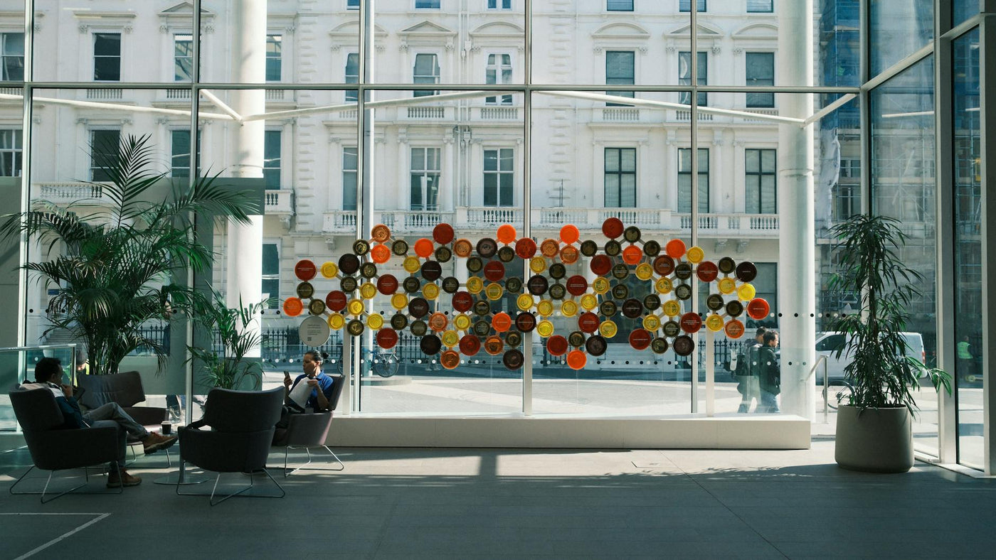Contemporary art installation in a sleek Berlin office space