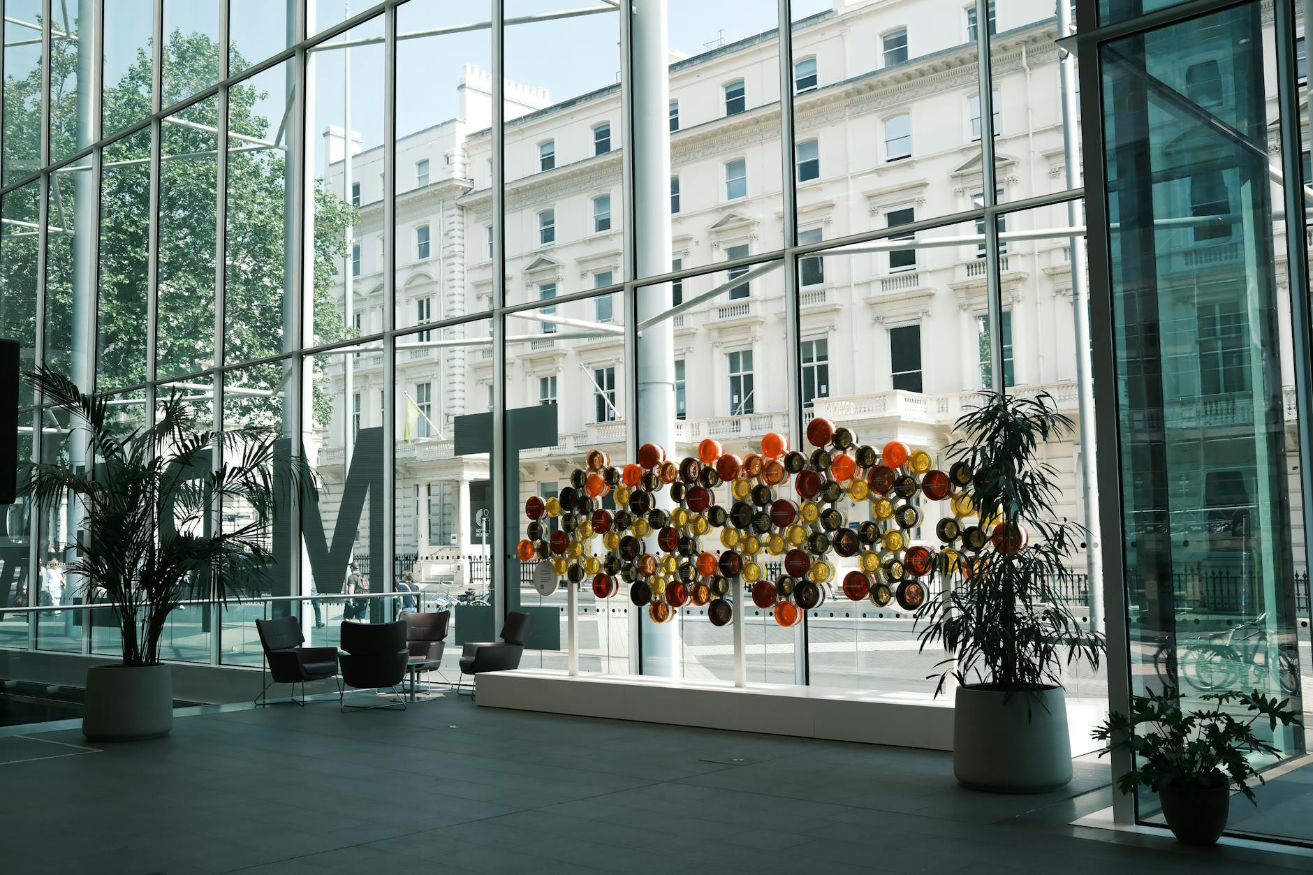 Contemporary art installation in a modern office space