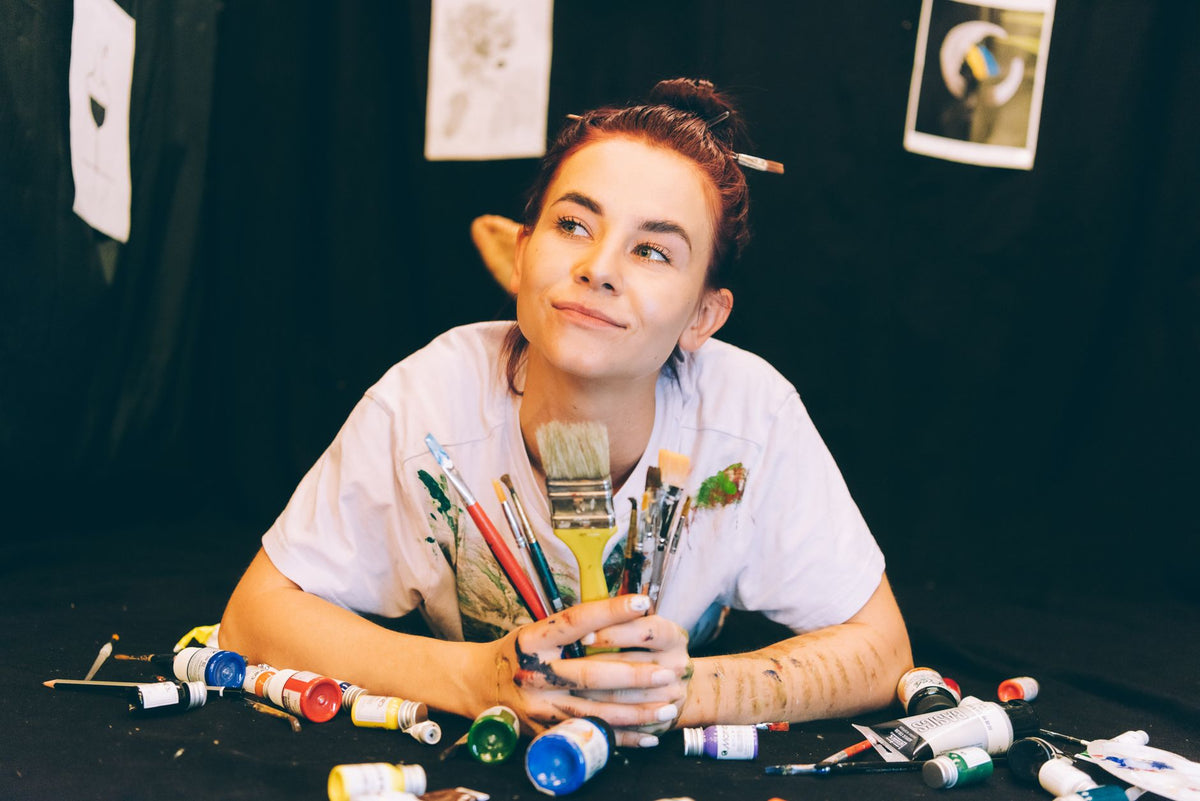 Emerging artist working in a bright Berlin studio