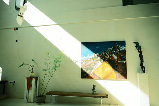 Contemporary art displayed in a bright modern office space