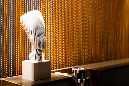 Contemporary art installation in a modern office space