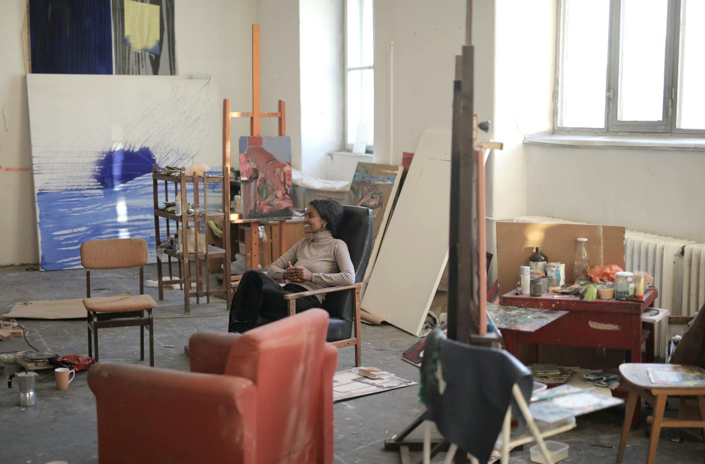 Emerging contemporary artist working in a Berlin studio