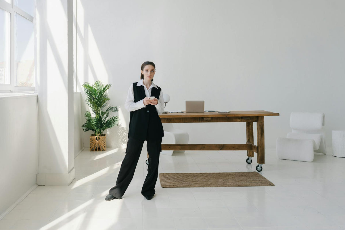 Modern minimalist art displayed in a contemporary office space