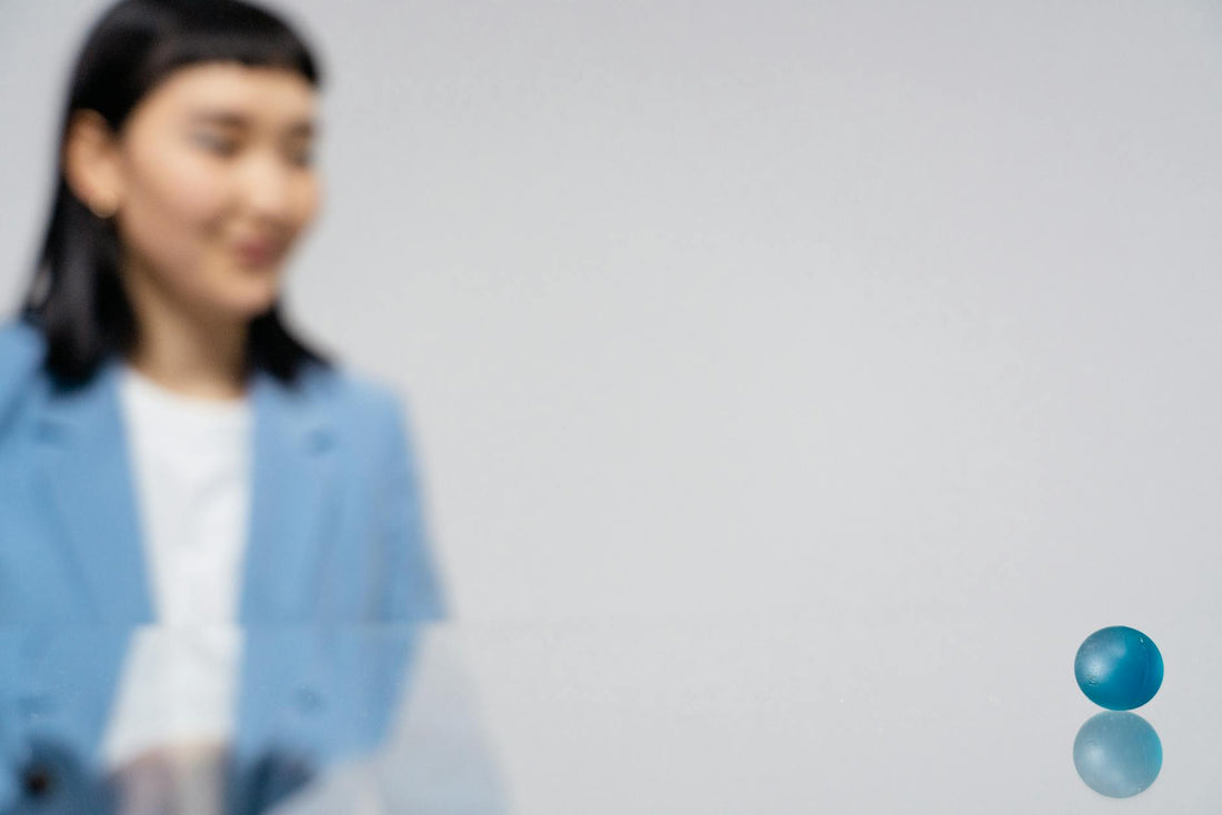 Minimalist modern office space with abstract art on walls